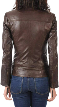 Womens Aitana Genuine Lambskin Biker Leather Jacket