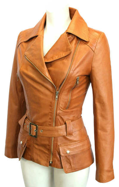 Womens Hannah Genuine Lambskin Distressed Leather Coat