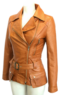 Womens Hannah Genuine Lambskin Distressed Leather Coat