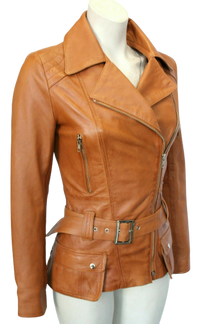 Womens Hannah Genuine Lambskin Distressed Leather Coat