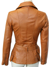 Womens Hannah Genuine Lambskin Distressed Leather Coat