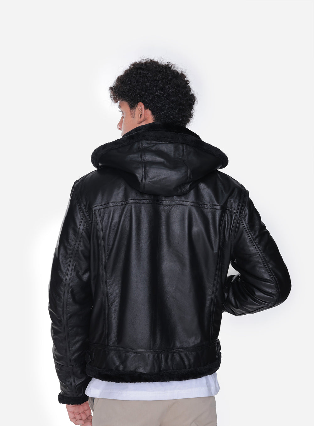 Buck Black B-3 Shearling Leather Bomber Jacket