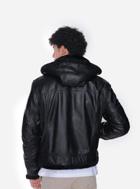 Buck Black B-3 Shearling Leather Bomber Jacket