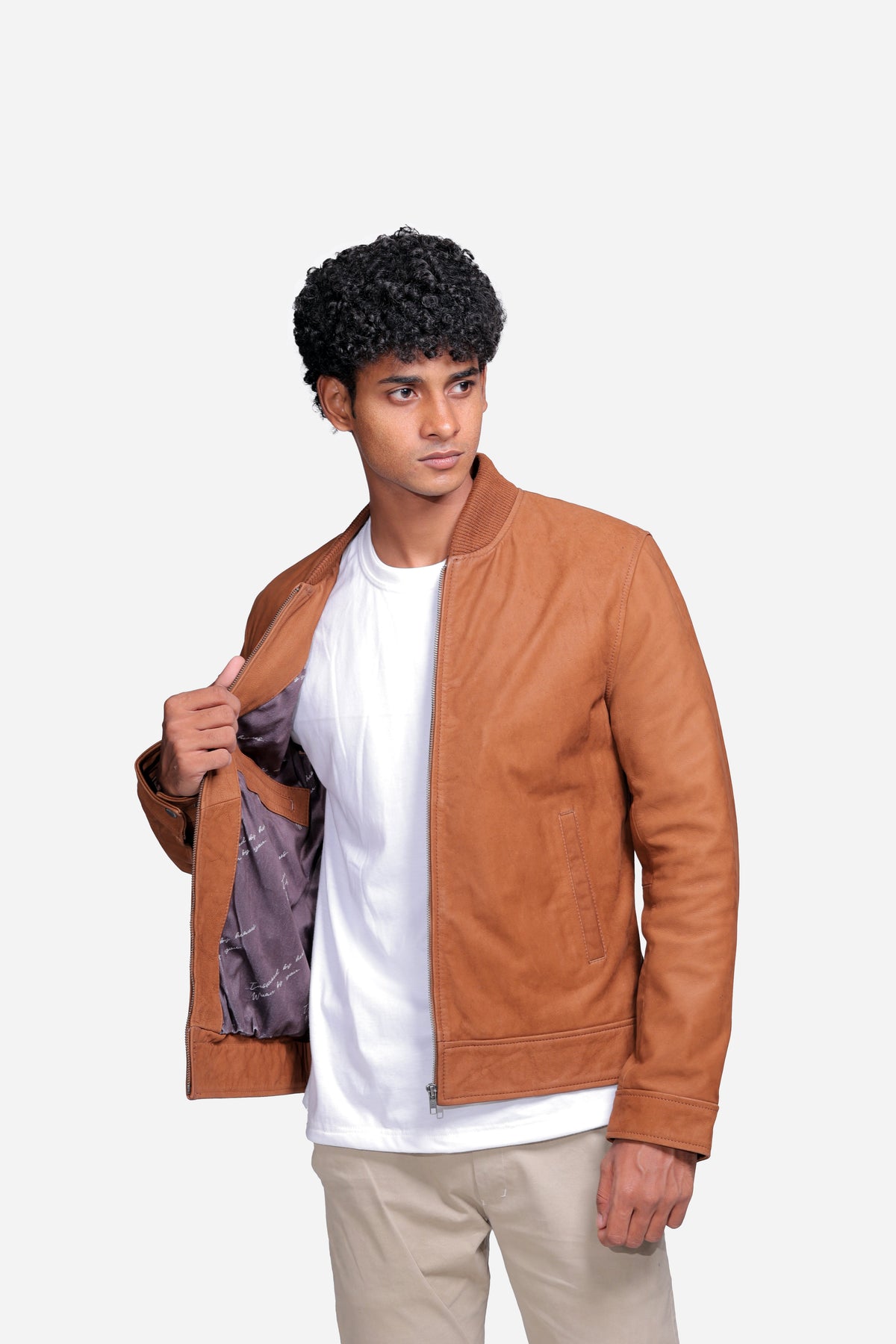 Eugene Suede Leather Bomber Jacket in Brown