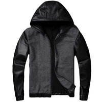 Mens Hayden Genuine Wool Leather Mix Hooded Bomber Jacket