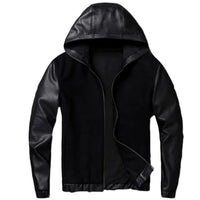 Mens Hayden Genuine Wool Leather Mix Hooded Bomber Jacket