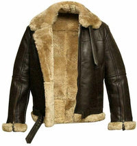 Mens RAF Aviator Real Leather Lambskin Jacket - Brown