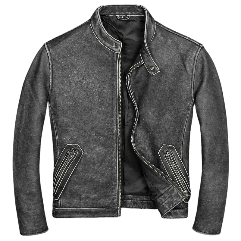 Men's Moto Fit Real Cowhide Leather Jacket