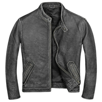Mens Moto Fit Genuine Cowhide Leather Jacket