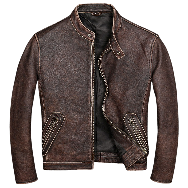 Men's Moto Fit Real Cowhide Leather Jacket
