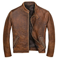 Men's Moto Fit Real Cowhide Leather Jacket