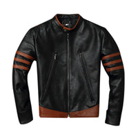 Men's Striped Real Lambskin Leather Jacket