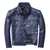 Men's Lennon Front Pocket Blue Real Lambskin Jacket