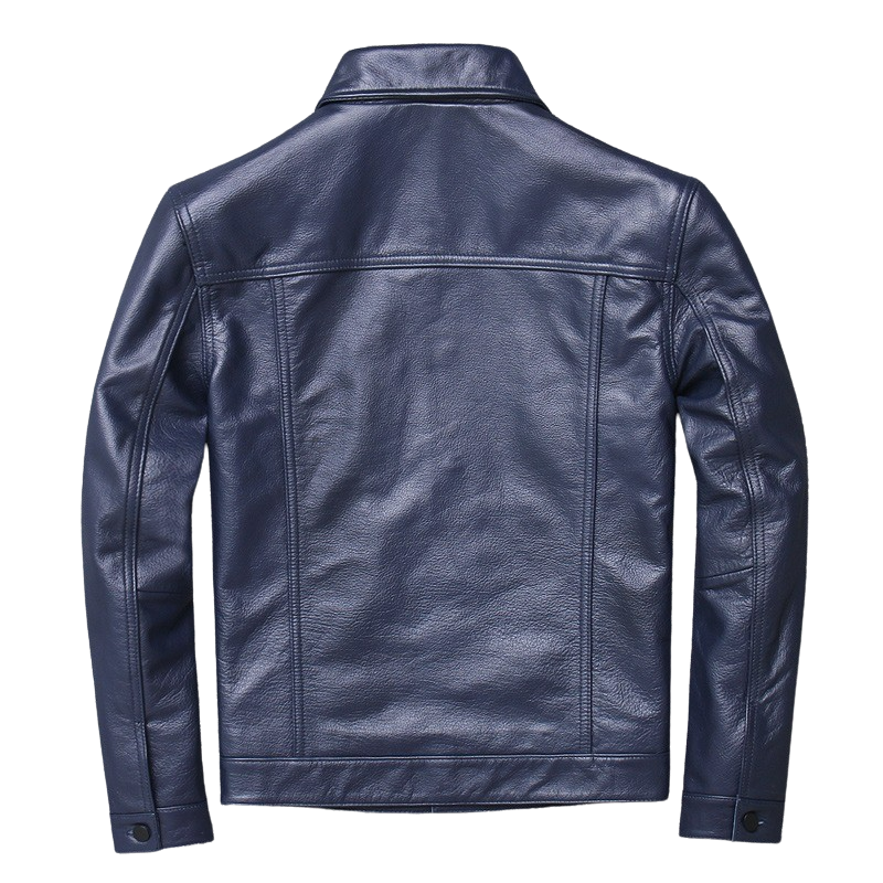 Men's Lennon Front Pocket Blue Real Lambskin Jacket