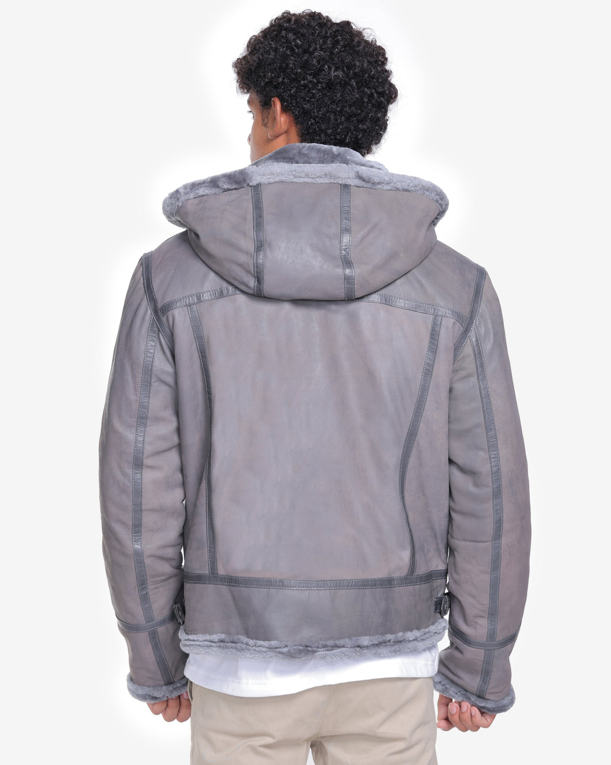 Edgar Grey B-3 Hooded Shearling Leather Jacket